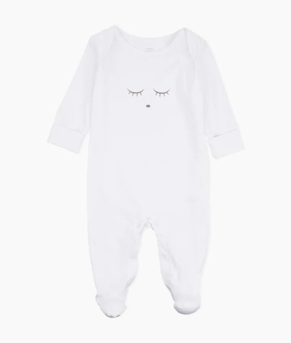 Sleeping cutie white footie + hat by Livly on Sale