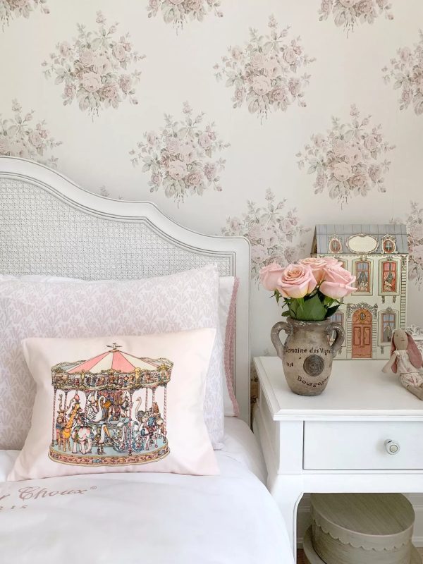 Carousel Pink Satin Cushion by Atelier Choux Sale - Image 4