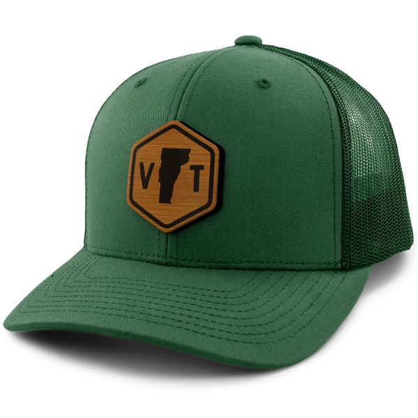 Vermont State Sign Wood Grain Patch Classic Snapback Trucker Hat Cheap