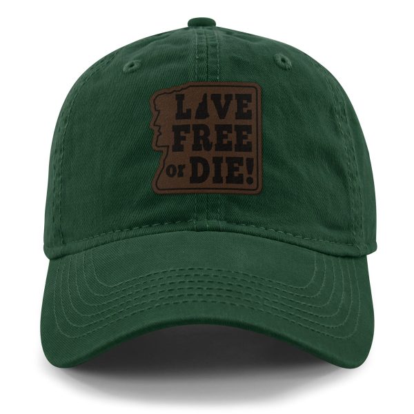 Live Free or Die Leather Patch Dad Hat For Sale - Image 5