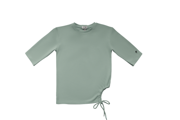 Sage drawstring tee by Crew Basics on Sale