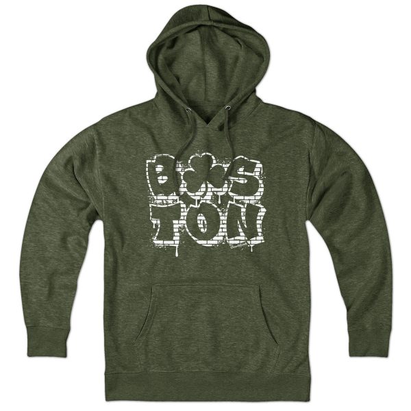 Boston Shamrock Stacked Graffiti Hoodie Hot on Sale