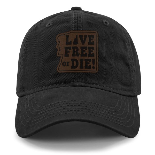 Live Free or Die Leather Patch Dad Hat For Sale - Image 2