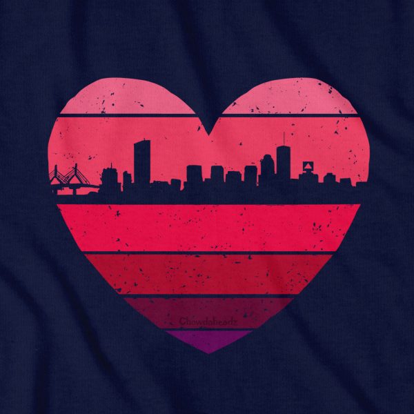 Boston Heart Retro Skyline T-Shirt Discount - Image 2