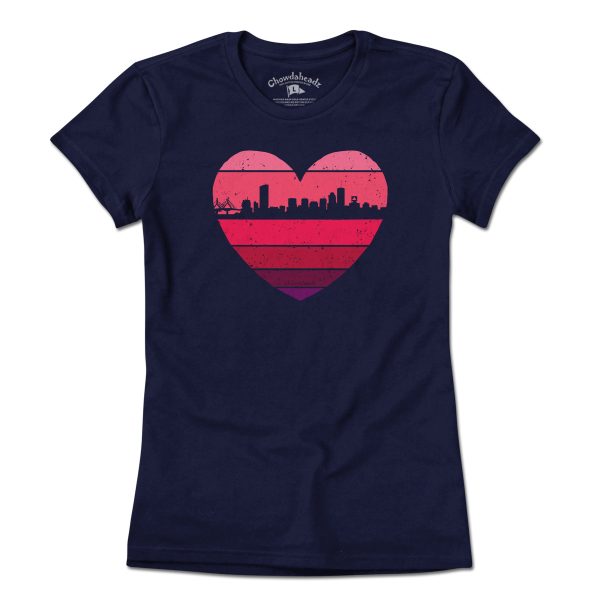 Boston Heart Retro Skyline T-Shirt Discount - Image 4