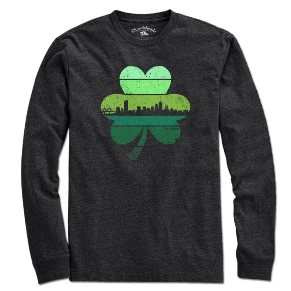 Boston Shamrock Retro Skyline T-Shirt Supply - Image 3