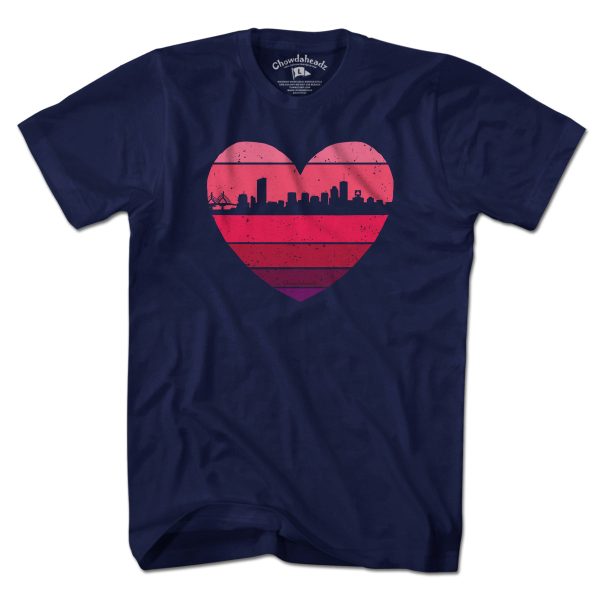 Boston Heart Retro Skyline T-Shirt Discount