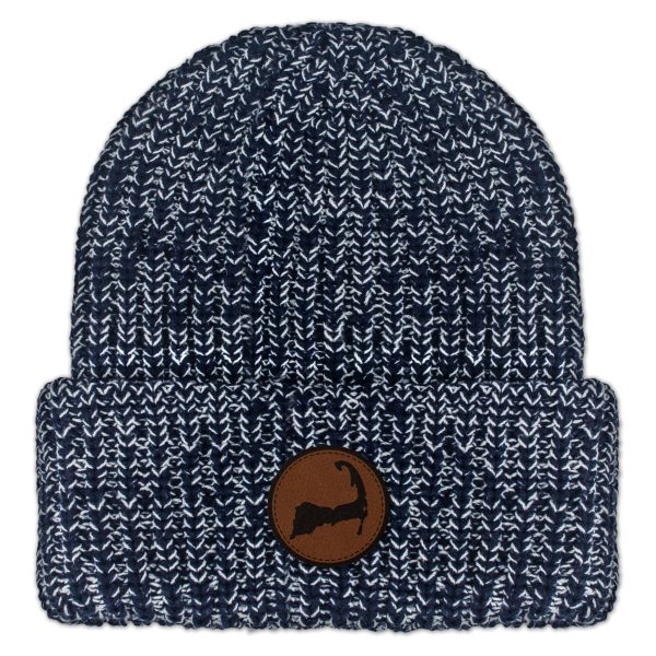Cape Cod Leather Patch Chunky Knit Winter Hat Online