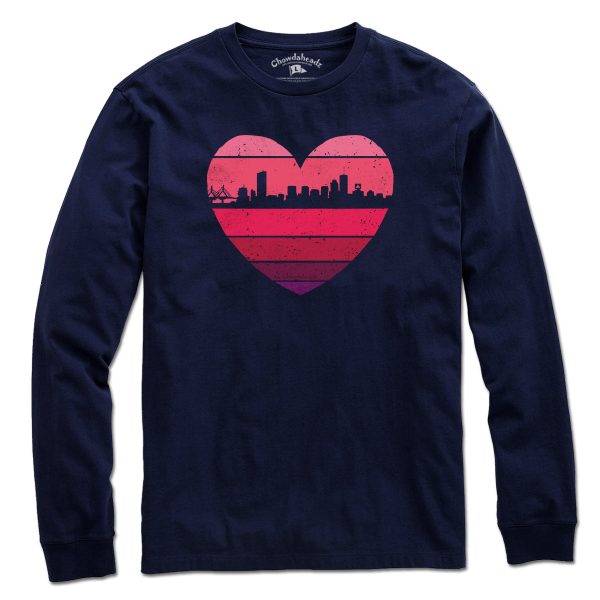Boston Heart Retro Skyline T-Shirt Discount - Image 3